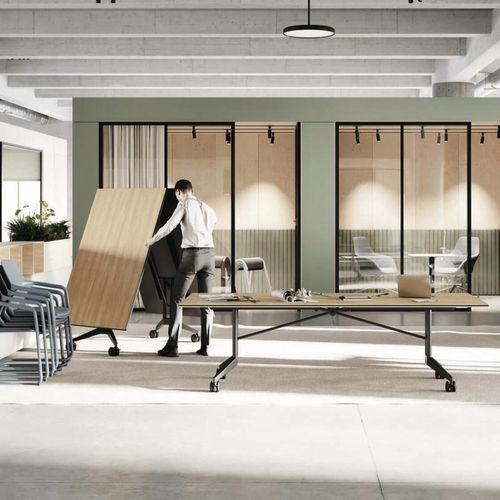 Moderner Besprechungstisch - 440 CONFAIR - Wilkhahn - Holzfurnier / Laminat / Gestell aus Metall
