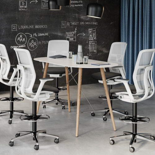 Moderner Bürohocker - 187/1 AT - Wilkhahn - Leder / Netz / Gestell aus Metall