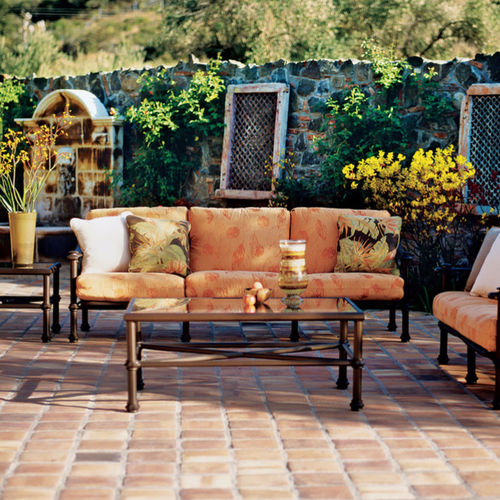 Klassisches Sofa - CAMPAIGN GRANDE - BROWN JORDAN - für Garten / Stoff / mit abnehmbarem Kissen