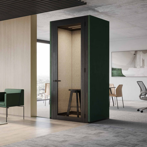 Telefonzelle für Büro - Focus Quiet Room - schiavello - lackiertes Metall / Leder / Laminat