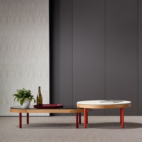 Moderner Satztisch - Goodwood  - schiavello - Eiche / Glas / Gestell aus lackiertem Metall