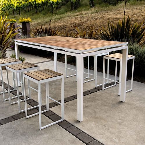 Moderner Stehtisch - MORRISON - landscapeforms - Holz / Stahl / Glas