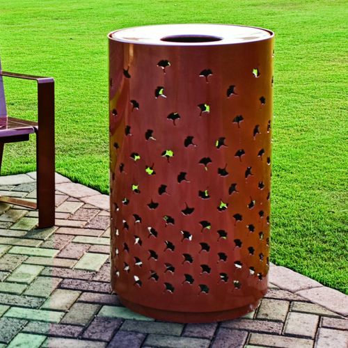 Park-Abfallbehälter - LAKESIDE - landscapeforms - Metall / Polyethylen / mit integriertem Aschenbecher