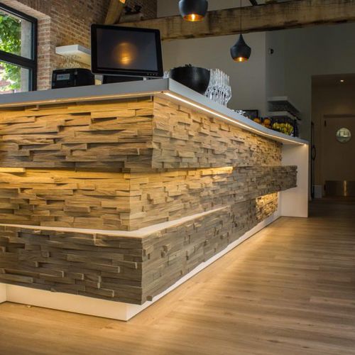 Holz-Verblendplatte - PL4  - V4 Woodflooring - Innenbereich / texturiert / Ziegeloptik