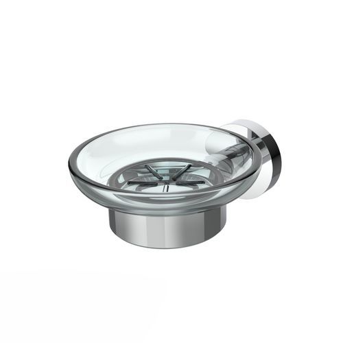 Wandmontierter Seifenhalter - 5485985 - ERLAU - Edelstahl / Glas