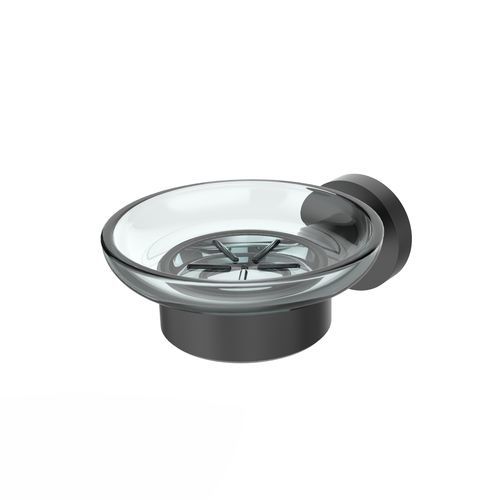 Wandmontierter Seifenhalter - 5485936 - ERLAU - Edelstahl / Glas / schwarz