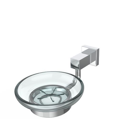 Wandmontierter Seifenhalter - 5487285 - ERLAU - Edelstahl / Glas