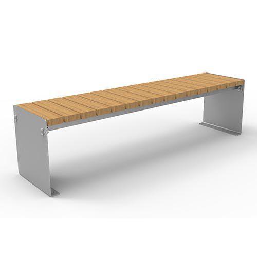 Moderne Bank - Olympia Luna 5501331 - ERLAU - Iroko / Bambus / galvanisiertem Stahl
