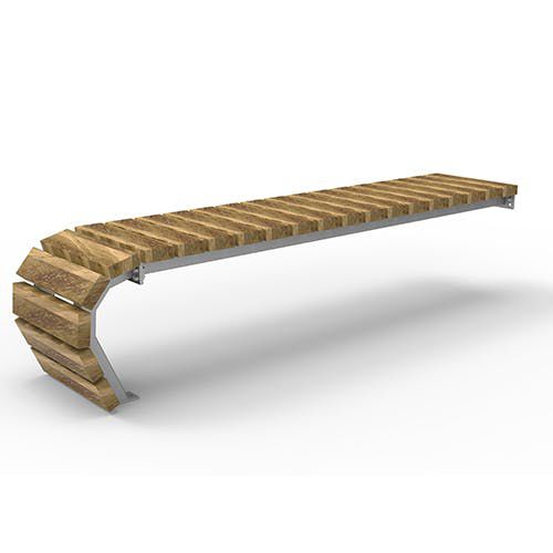 Moderne Bank - Olympia Luna Flow 5510431 - ERLAU - Iroko / Bambus / galvanisiertem Stahl