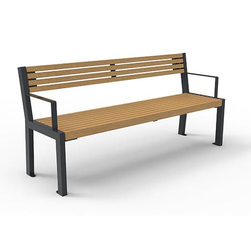 Moderne Bank - 5497333 - ERLAU - Iroko / Bambus / galvanisiertem Stahl