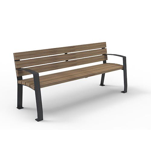 Moderne Bank - 5529539 - ERLAU - Iroko / Bambus / galvanisiertem Stahl
