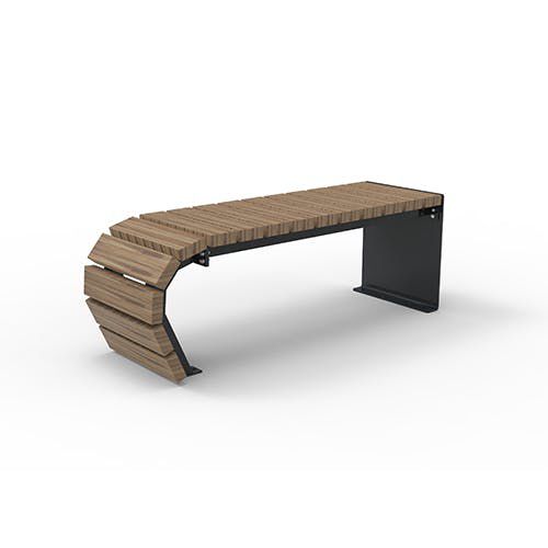 Moderne Bank - Olympia Luna Flow 5509133 - ERLAU - Iroko / Bambus / galvanisiertem Stahl