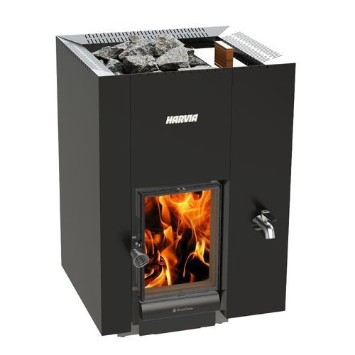 Holz-Saunaofen - Linear 22 GreenFlame - HARVIA - 10 kW...20 kW / bodenstehend / Stahl