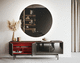modernes Sideboard / Eiche / lackiertes Metall / Rauchglas