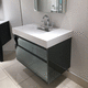 Wand-Waschbecken / Mineralwerkstoff / rechteckig / modern