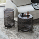 moderner Beistelltisch / Rauchglas / geblasenes Glas / Gestell aus lackiertem Metall