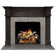 moderne Kaminumrandung / Granit / Holz