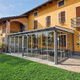 angebaute Pergola / Aluminium / extrudiertes Aluminium / aus lackiertem Aluminium