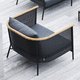 moderner Clubsessel / Stoff / Teakholz / Metall