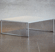moderner Couchtisch / lackiertes Holz / Holzfurnier / Stahl