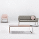 minimalistisches Sofa / Stoff / Massivholz / Stahl