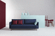 modernes Sofa / Stoff / blau / 3 Plätze