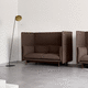 braunes Sofa / weiß / Stoff / Massivholz