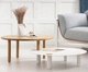 moderner Couchtisch / Eiche / lackiertes Aluminium / Gestell aus Eiche