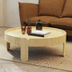 moderner Couchtisch / Esche / Gestell aus Holz / rund