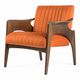 moderner Sessel / Stoff / Holz / orange