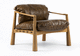 moderner Sessel / Leder / Stoff / Holz