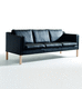 schwarzes Sofa / Stoff / Leder / 3 Plätze