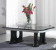 Stil-Couchtisch / Holzfurnier / Gestell aus Metall / rechteckig