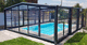 hohe Schwimmbadüberdachung / teleskopisch / Aluminium / Glas