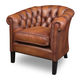 Chesterfield-Sessel / Leder / mit abnehmbarem Kissen / braun