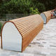 moderne Bank für den öffentlichen Raum / Holz / galvanisiertem Stahl / Edelstahl
