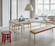 Esstisch / minimalistisches Design / Holzfurnier / Laminat / Marmor