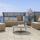 moderner Couchtisch / Aluminium / Gestell aus Aluminium / rund