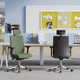 Leder-Chefsessel / Stoff / poliertes Aluminium / Polster