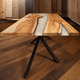 moderner Tisch / Holz / Harz / Gestell aus Aluminium