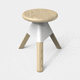 moderner Hocker / Esche / Aluminium / Gestell aus Esche