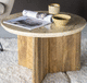 moderner Couchtisch / Travertin / Gestell aus Holz / rund
