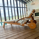 moderne Terrassenliege / Stoff / Holz / für Pool