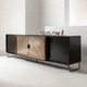 modernes Sideboard / Holz / Metall / Glas