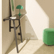 moderner Konsolentisch / Glas / aus Laminam / Gestell aus Esche