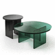 moderner Couchtisch / Bronze / Glas / Gestell aus Glas