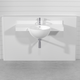 Wand-Waschbecken / Keramik / Pietraluce® / mit integrierter Waschtischplatte