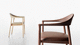 moderner Sessel / Leder / Stoff / Nussbaum