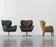 moderner Sessel / Stoff / grau / braun