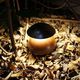 Tischlampe / Edelstahl / Massivholz / Iroko